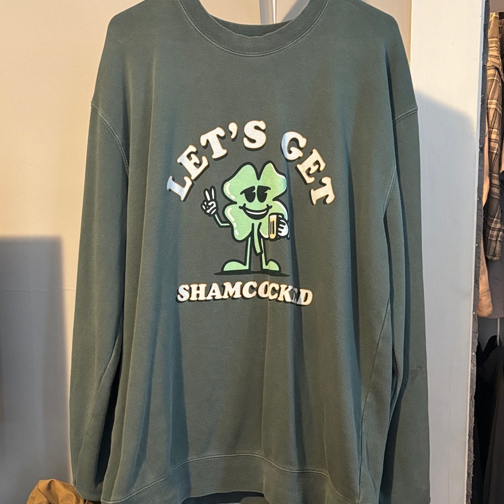 Green Graphic Crewneck Sweatshirt - Let's Get Shamcock'd
